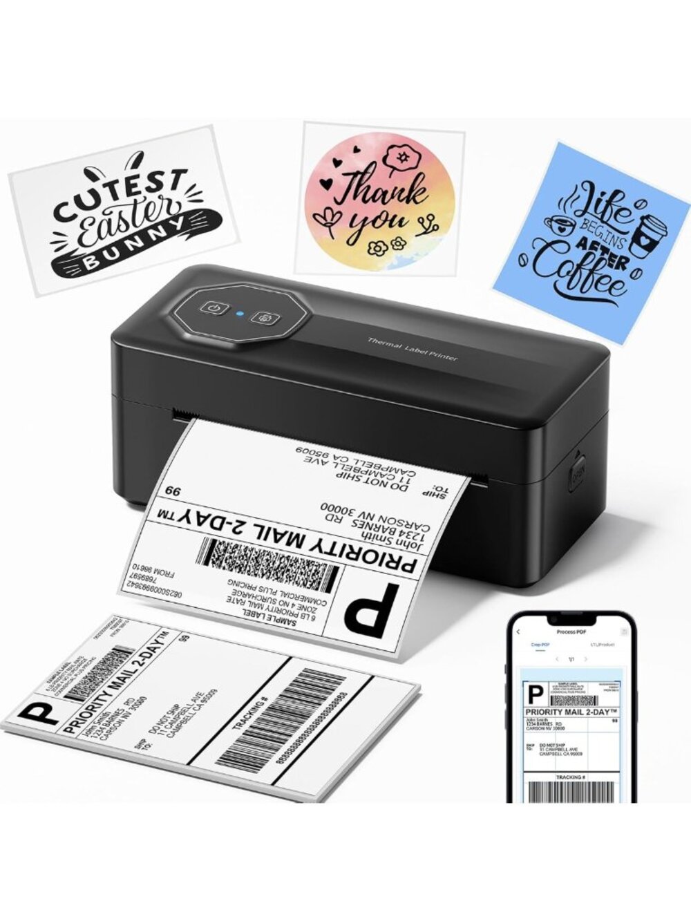 Wireless Bluetooth Thermal Label Printer for Shipping - 4x6 Compatible with
